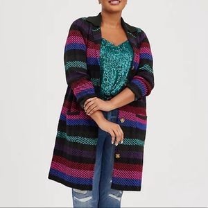 Torrid NOTCHED COLLAR CARDIGAN SWEATER PLAID MULTI